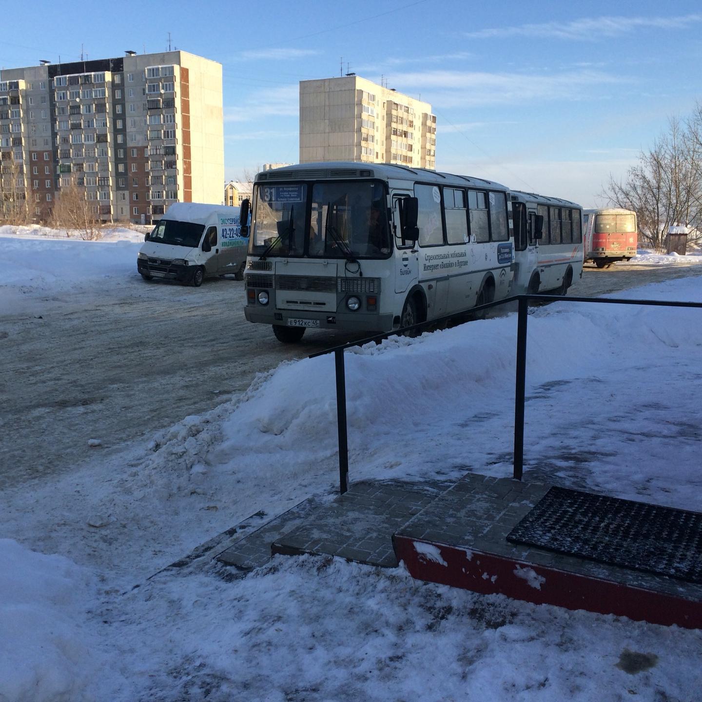 В Кургане из-за отсутствия остановки пассажиры вынуждены прыгать из маршрутки в снег