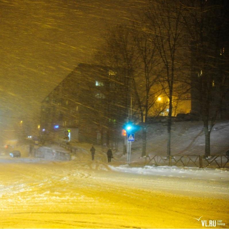 Сильный снегопад парализовал транспортное сообщение в Приморье